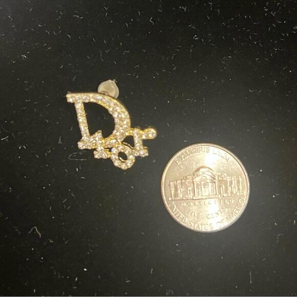 Christian Dior Gold and CZ Button Stud Earrings (CDXX020) - Picture 3 of 4